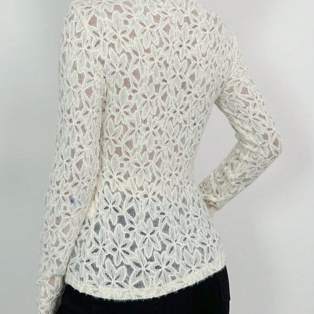 White Casual Women's Floral Patterned Stand Collar Long Sleeve Fitted Blouse - Picture 2 of 6
